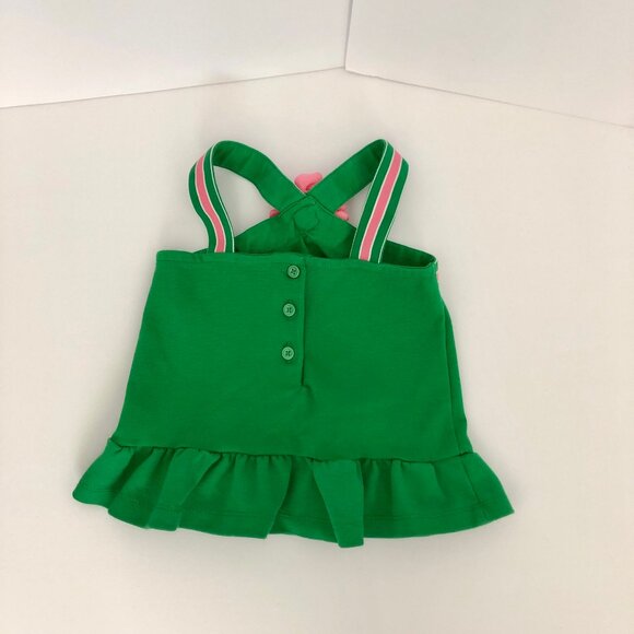 Janie and Jack Girls green halter peplum top pink flower - Picture 2 of 5